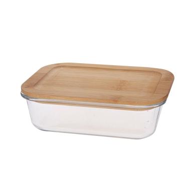 Imagem de Porta Mantimentos Retangular Dynasty em Vidro Borossilicato e Bambu - 1 litro