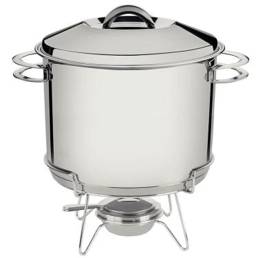 Imagem de Rechaud Tramontina Solar em Aço Inox Fundo Triplo com Fogareiro e Tampa de Inox 7,8 L 65500680