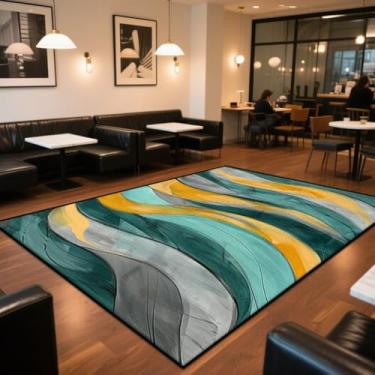 Imagem de Tapete para sala de estar, lavável, grande, estilo abstrato, decoração de área, capacho vermelho para entrada (200x400cm, 78,7x157 pol./CX035-flannel-10)