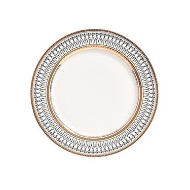 Imagem de Prato de serviço com contas de ouro nórdico carregador de vidro prato banhado a jantar salada frutas prato de casamento pratos de jantar (cor: E)