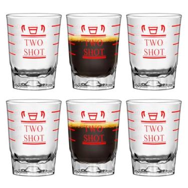 Imagem de 6 peças 59 g 2 recursos copos de shot copo medidor líquido copo pesado copo de vinho café shot vidro s medida incremental pesada 60 ml (6, vermelho)