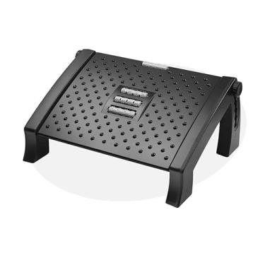 Imagem de Apoio para Pés Ergonômico Ajustável 6 Alturas com Rolos de Massagem – Banquinho para Debaixo da Mesa, Escritório, Casa ou Banheiro – Antiderrapante e Resistente – Preto