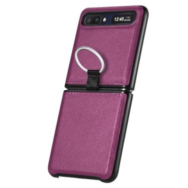 Imagem de Capa de couro confortável para Samsung Galaxy Z Flip 5 3 5G Flip4 flip5 flip2 Flip 4 2 Flip3 Capa protetora para telefone com proteção contra quedas, roxa, para Samsung Z Flip 4
