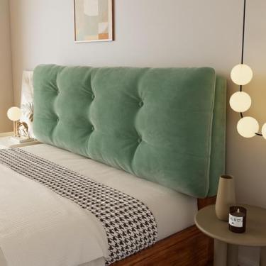 Imagem de Capa de cabeceira lisa universal, capa de cabeceira de cama para cama queen king, proteção contra desgaste, para reforma de quarto, dormitório e decoração de casa de aluguel - verde ||180 cm