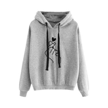 Imagem de Moletom De Cor Sólida Com Capuz, Manga Longa, Cordão E Bolsos, Moda Co