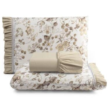 Imagem de Jogo De Lençol Queen Algodão Percal 180 Fios Primavera Com B - Casa Mo