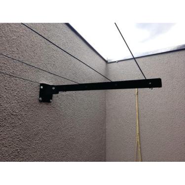 Imagem de 2 Varais Retráteis Em Aço + 20mt Cabo De Aço - Para Apartamento - Meta