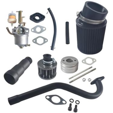 Imagem de VCUJSUC Carburador atualizado carburador adaptador de filtro de ar 58 mm tubo de escape encabeçamento estágio 2 kit para Coleman CT100U CC100X para Predator 79cc 98cc 3.0hp Mini Bike Go Kart Motor