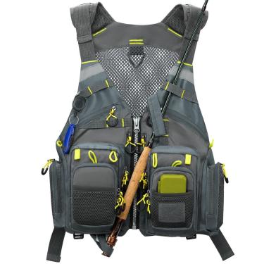 Imagem de Colete de pesca Gonex Fly Fishing Colete para homens e mulheres cinza+amarelo