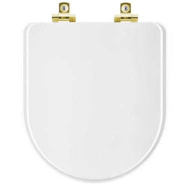 Imagem de Assento Sanitário Com Amortecedor Meridian Branco Para Vaso Roca Com Ferragem Dourada