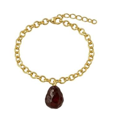 Imagem de Pulseira de Granada - Cristal Natural, Banho Ouro 18k