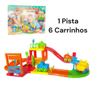 Imagem de Pista de Carrinhos Para Bebe Colorido Brinquedo Infantil 6 Carros Anim