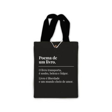 Imagem de Ecobag presente pequena livro book algodão sustentável cru ou preta kindle capa presente natal dia dos professores