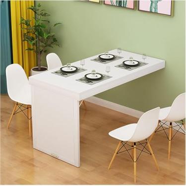 Imagem de Mesa de jantar dobrável montada na parede para pequenos espaços, mesa dobrável multifuncional montada na parede, escritório em casa, mesa de cozinha dobrável para escritório, quarto, cozinha