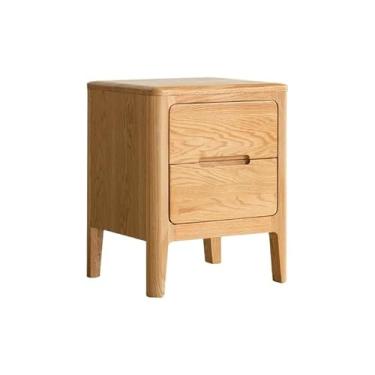 Imagem de Sofá-mesa de cabeceira toda de madeira maciça carvalho gaveta dupla baú nórdico moderno minimalista armário de armazenamento para quarto mesa pequena (A)