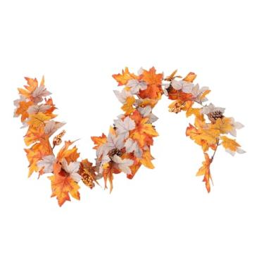 Imagem de Luocute Guirlanda de Folhas de Outono, Videira Artificial de Outono de 5,9 Pés Com Frutas e Pinhas, Com Luzes LED Suaves para Lareira, Varanda, Decoração de Mesa de Jantar