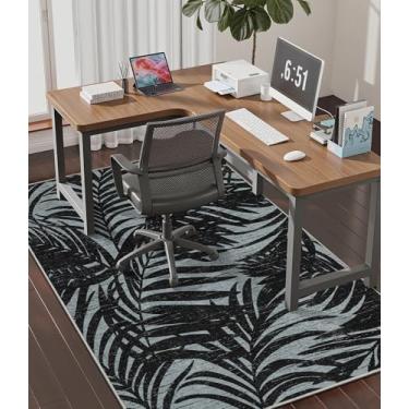 Imagem de chakme Tapete de cadeira de escritório para piso de madeira, 152 x 114 cm, protetor de mesa de computador fácil de deslizar para cadeira de rodinhas embaixo da mesa, suporte antiderrapante, lavar à