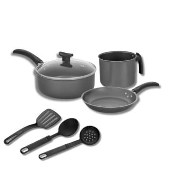 Imagem de Jogo De Panelas Caçarolas Antiaderente Grafite Escolha o Tamanho(Jogo 6 Peças)