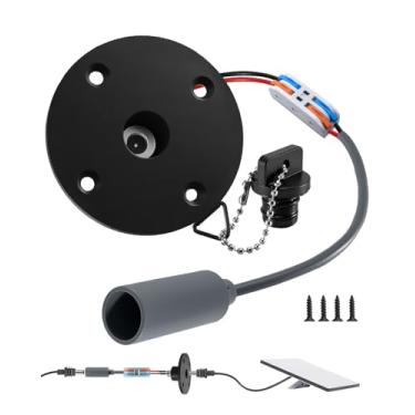 Imagem de Starlink Mini RV DC Cable Panel Mount, adaptador DC Boost com capa à prova d'água e plugue fêmea, adaptador de alimentação de montagem em painel redondo de porta 5521, instalação integrada para