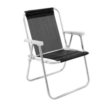 Imagem de Cadeira de Praia Alta em Alumínio Lazy Mormaii Preta Bel