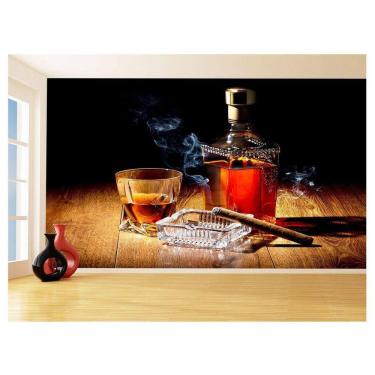 Imagem de Papel De Parede 3D Bebidas Whisky Charutos Fumo 3,5M Al264