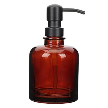 Imagem de Alipis Saboneteira Garrafa marrom frasco de bomba de shampoo garrafa de loção recarregável dispensador de enxaguatório bucal dispensador de sabonete dispensador de sabão de vidro âmbar
