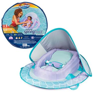 Imagem de Swimways Boia de mola inflável para bebês de 3 a 9 meses, design sereia