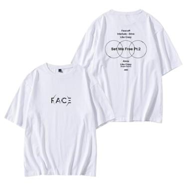 Imagem de Camiseta Jimin Solo Album FACE Same Style Support para fãs de algodão gola redonda manga curta, Branco, P