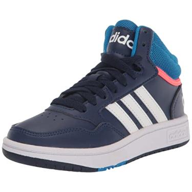 Imagem de adidas Tênis de basquete masculino Hoops 3.0, branco/azul royal/chiclete, Azul escuro/azul rush/turbo, 11 Little Kid