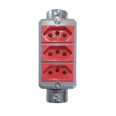 Imagem de Condulete C alumínio 3/4 Tramontina tomada Tripla, Vermelho 20A