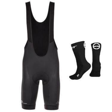 Imagem de Bretelle ciclismo masculino Mauro Ribeiro Light Tour + meia, Preto, G