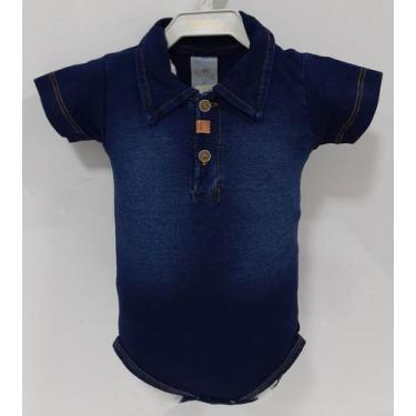Imagem de Body Luxo Malha Denim Jeans Bebê Menino Verão Katita Rf 2440, Jeans, M