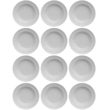 Imagem de Jogo 12 Pratos Fundos Redondos 23,5cm em Porcelana com Relevo Tassel G