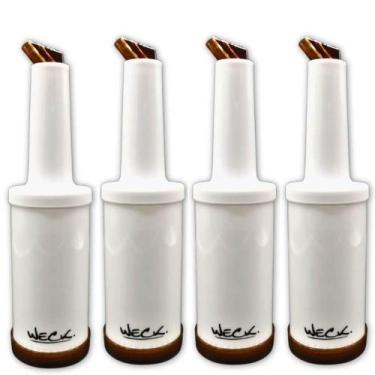 Imagem de Kit 4 Garrafa Plástica Store'n Pour 1L  Marrom Weck Coquetelaria Bar D
