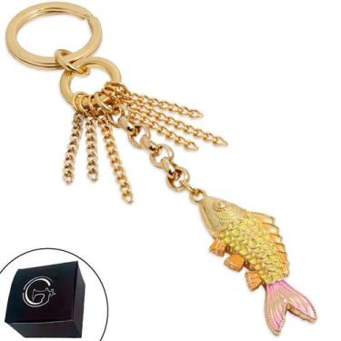 Imagem de Chaveiro Feminino Peixe Banhado a Ouro com Argola Italiana Premium - G
