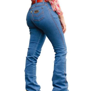 Imagem de Calça Feminina Country Barra Larga C/ Lycra Jeans Resistente - Terra D