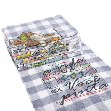Imagem de Pano de Prato Estampado Xadrez Escuro Kit 10 Unidades - TEXTIL LORRANI