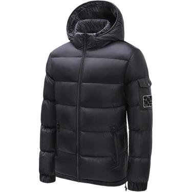 Imagem de Casaco de jacet plus size acolchoado jacet masculino paras à prova d'água jacet moda casual grosso quente jacet casaco masculino patchwor paras, preto, l (55 a 65 kg)