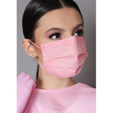 Imagem de Mascara descartável tripla cirurgica rosa cx com 50un - SUPERMEDY