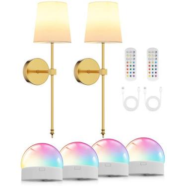 Imagem de Arandelas de Parede com Bateria KFM - Kit com 2 Unidades, 4 Lâmpadas e