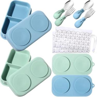 Imagem de Conjunto de 2 Placas de Sucção Uiifan para Bebês - Silicone com Tampa 