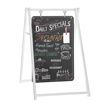 Imagem de Ilyapa Placa magnética moderna de quadro negro oscilante de dupla face - 61 x 96 cm - placa de menu suspensa, placa sanduíche para uso interno e externo - branco