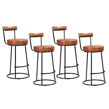Imagem de Kit 4 Banquetas Miami 96cm material sintético - Salaone, Amarula