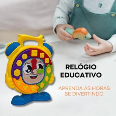 Imagem de Brinquedo Relógio Didático Colorido com Peças de Encaixar Educativo - 