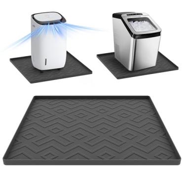 Imagem de Tapete de silicone portátil para ar condicionado com bordas elevadas, 50 cm x 50 cm x 0,10 cm – almofada impermeável para evitar vazamentos e danos ao chão – ideal para máquinas de gelo