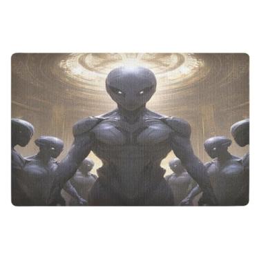 Imagem de Joisal Tapetes externos cinza Aliens para porta traseira 81 cm x 50 cm Tapete de porta de boas-vindas resistente à sujeira para ambientes externos e internos