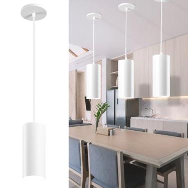 Imagem de SAMPHON Luminárias Pendentes De 4" Para Ilha Cozinha, Cilindro 25 W Com Interruptor Dip, Led Modernas Cuidados Os Olhos Quarto, Sala Estar, Escritório (Branco, 1 Peça)
