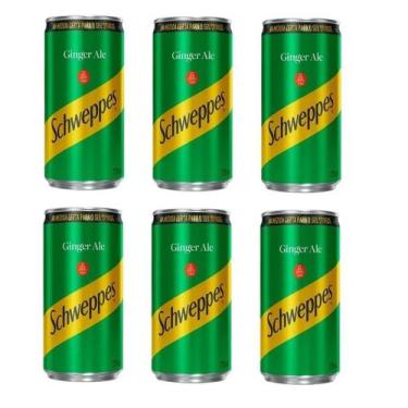 Imagem de Refrigerante Schweppes Ginger Ale Lata 220ml Pacote com 6 unidades