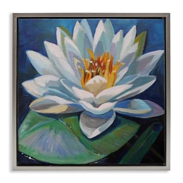 Imagem de Stupell Industries Arte de parede em tela flutuante cinza com flor de lótus pacífica por Violeta Vollmer, 45,7 x 45,7 cm