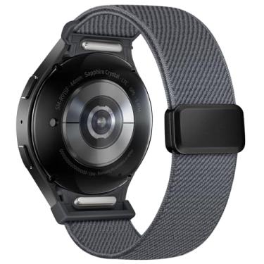 Imagem de Pulseira magnética com um clique compatível com Samsung Galaxy Watch 7 6 5 4 FE de 40 mm e 44 mm/6 4 Classic de 43 mm, 47 mm, 42 mm, 46 mm/5 Pro de 45 mm, pulseira de nylon esportiva sem lacunas de 20